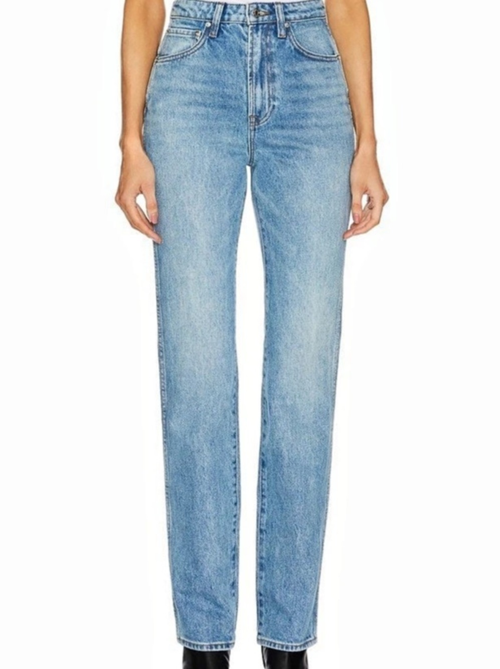 GRLFRND Sara super high rise slim straight Jeans in Blue Like New